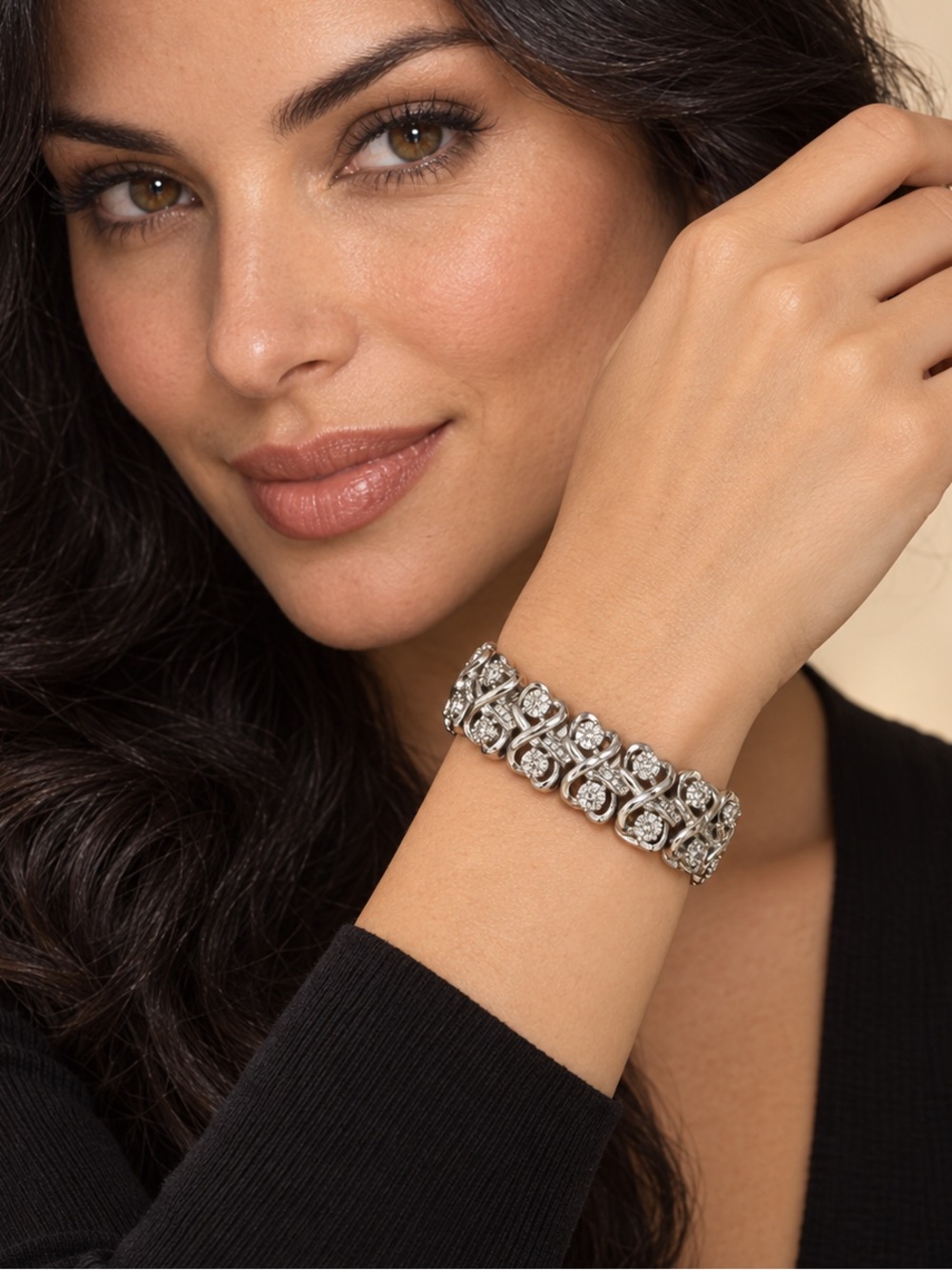 Macyโs 925 Sterling Silver Diamond Statement Link Bracelet
